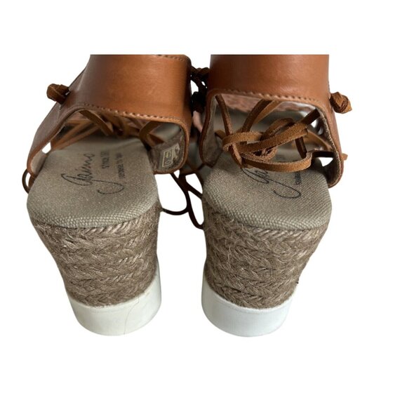 Gaimo Womens Brown Wedge Sandals Size 7 With Lace-Up Ankle Strap & Espadrille Pl - Picture 5 of 8
